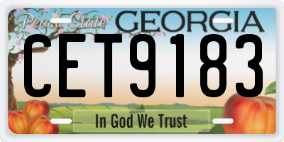 GA license plate CET9183