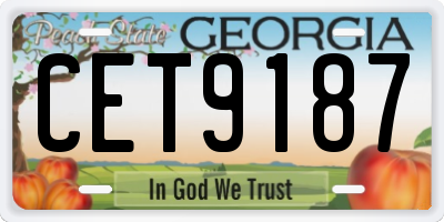 GA license plate CET9187