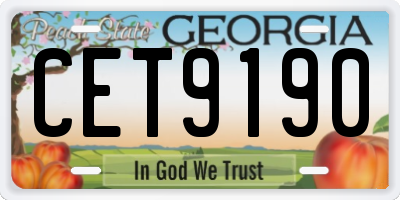 GA license plate CET9190