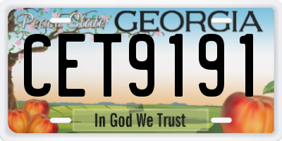 GA license plate CET9191