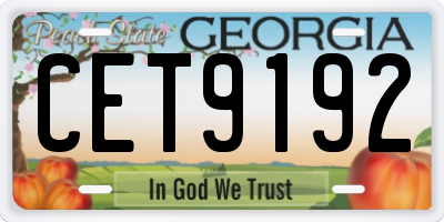 GA license plate CET9192