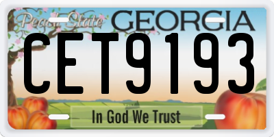 GA license plate CET9193