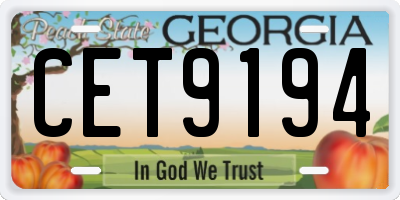 GA license plate CET9194
