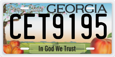 GA license plate CET9195