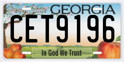 GA license plate CET9196