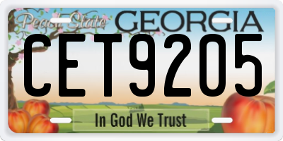 GA license plate CET9205