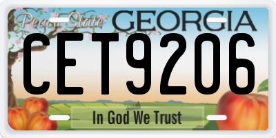 GA license plate CET9206