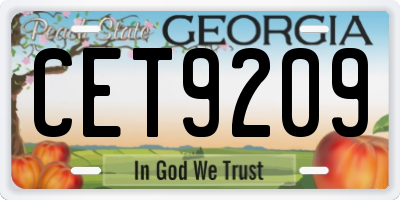 GA license plate CET9209
