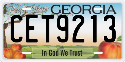 GA license plate CET9213