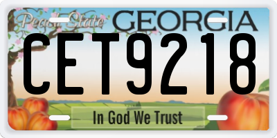 GA license plate CET9218