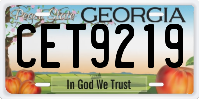 GA license plate CET9219