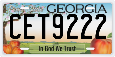 GA license plate CET9222