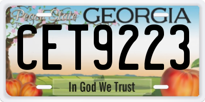 GA license plate CET9223
