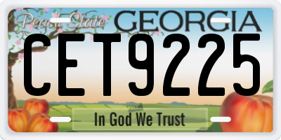 GA license plate CET9225
