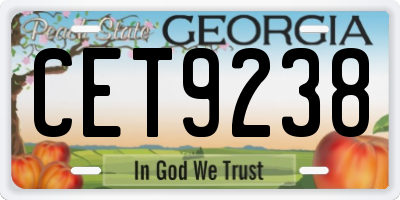 GA license plate CET9238