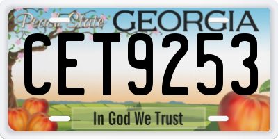GA license plate CET9253