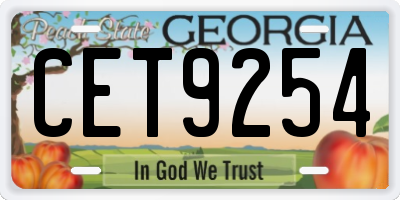 GA license plate CET9254