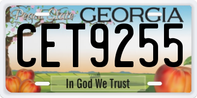 GA license plate CET9255