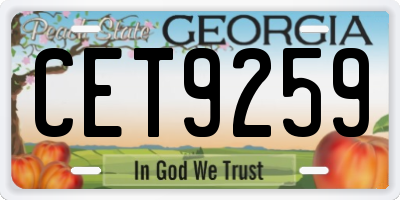 GA license plate CET9259