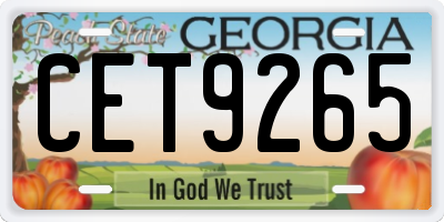 GA license plate CET9265