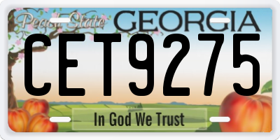 GA license plate CET9275