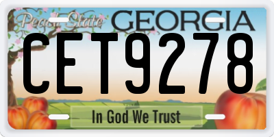 GA license plate CET9278