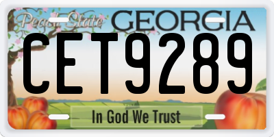 GA license plate CET9289