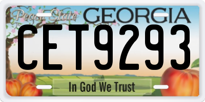 GA license plate CET9293