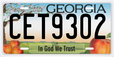 GA license plate CET9302