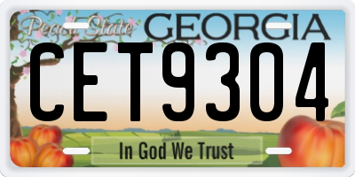 GA license plate CET9304