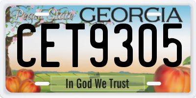 GA license plate CET9305