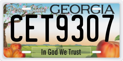 GA license plate CET9307