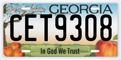 GA license plate CET9308