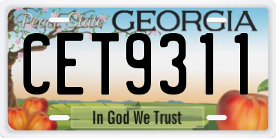 GA license plate CET9311