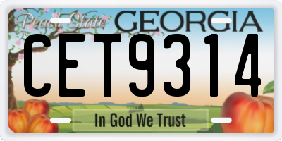 GA license plate CET9314