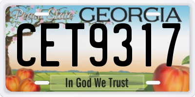 GA license plate CET9317