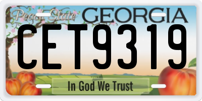 GA license plate CET9319