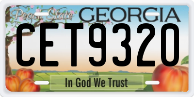 GA license plate CET9320
