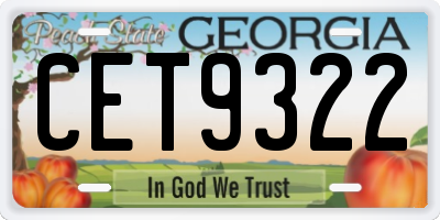GA license plate CET9322