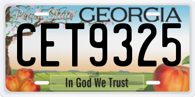 GA license plate CET9325
