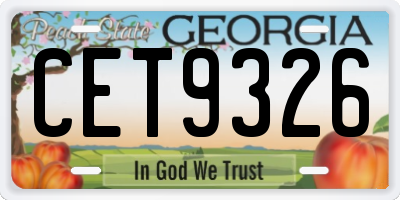 GA license plate CET9326