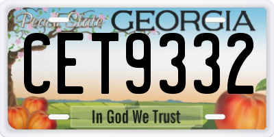 GA license plate CET9332