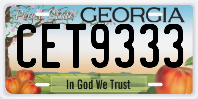 GA license plate CET9333