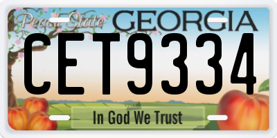 GA license plate CET9334