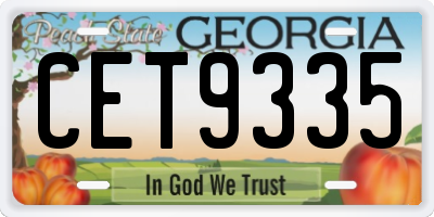 GA license plate CET9335