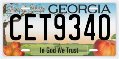 GA license plate CET9340