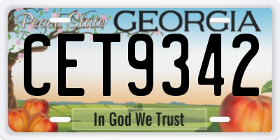 GA license plate CET9342
