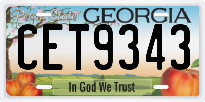 GA license plate CET9343