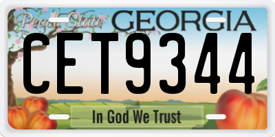 GA license plate CET9344