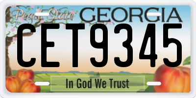 GA license plate CET9345